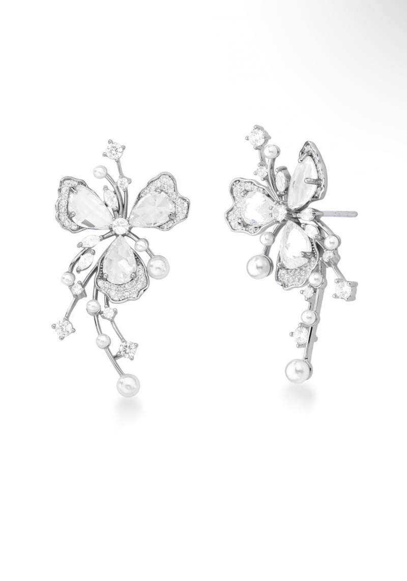 Mikabe - Earring Flower Crystals and Pearls Bride - MK1588