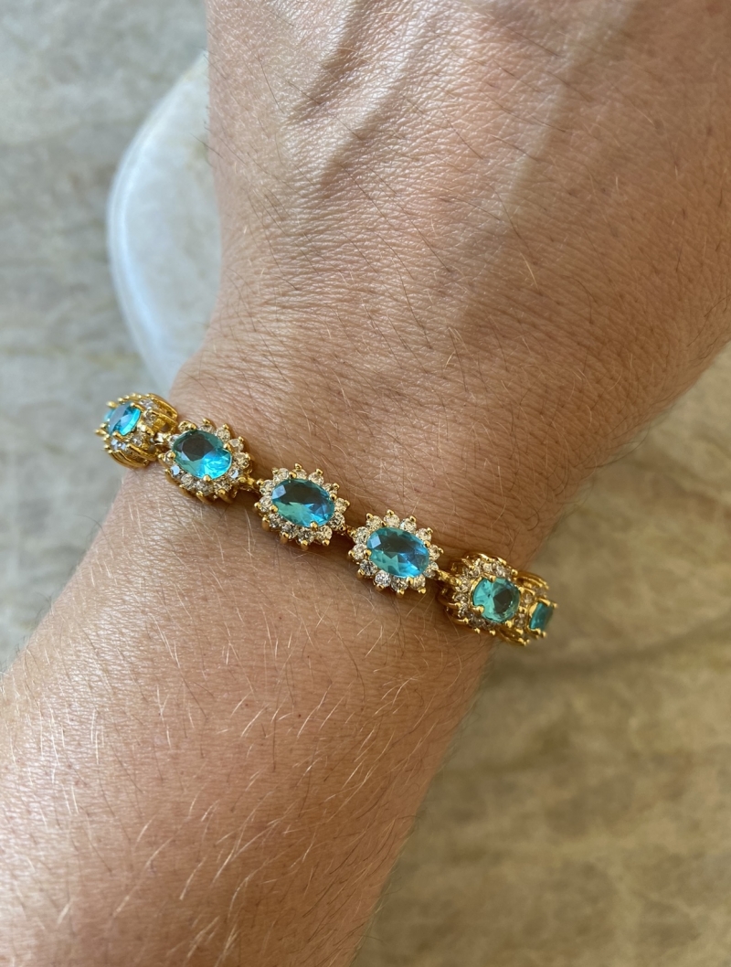 Mikabe - Pulseira Riviera Aquamarine Ouro - MK1592