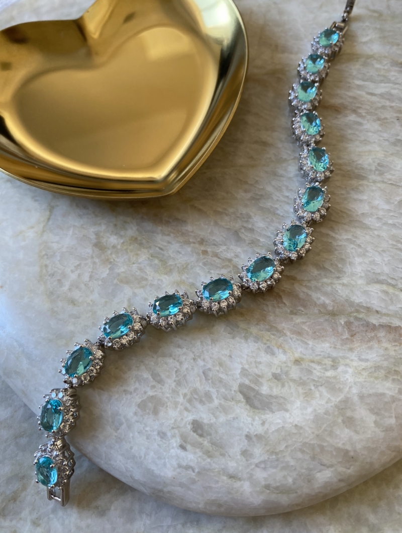 Mikabe - Riviera Aquamarine Rhodium White Btanklet - MK1593