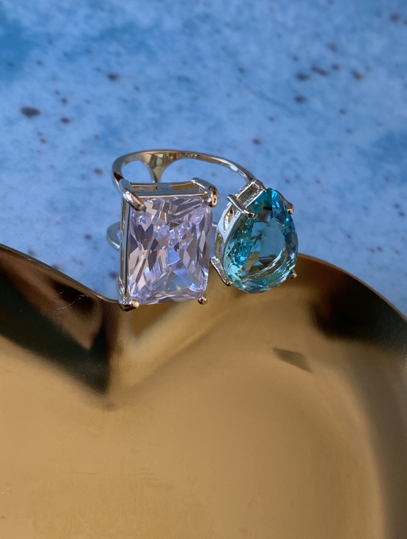 Mikabe - Blue and Crystal Party Ring - MK1596