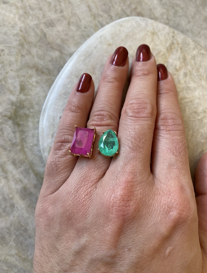 Mikabe - Pink and Tourmaline Party Ring - MK1599