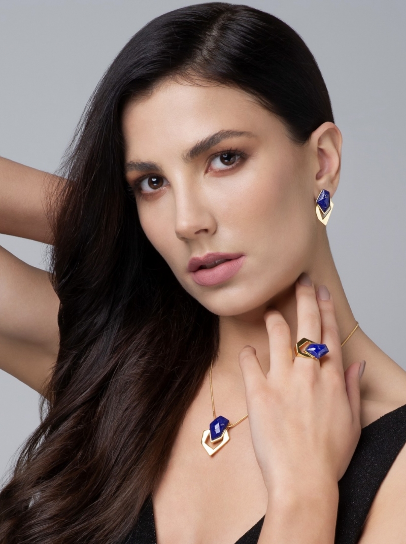 Mikabe - Lapis Lazuli Geometric Earring - MK1612