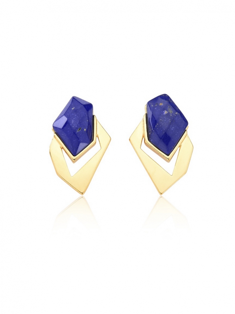 Mikabe - Lapis Lazuli Geometric Earring - MK1612