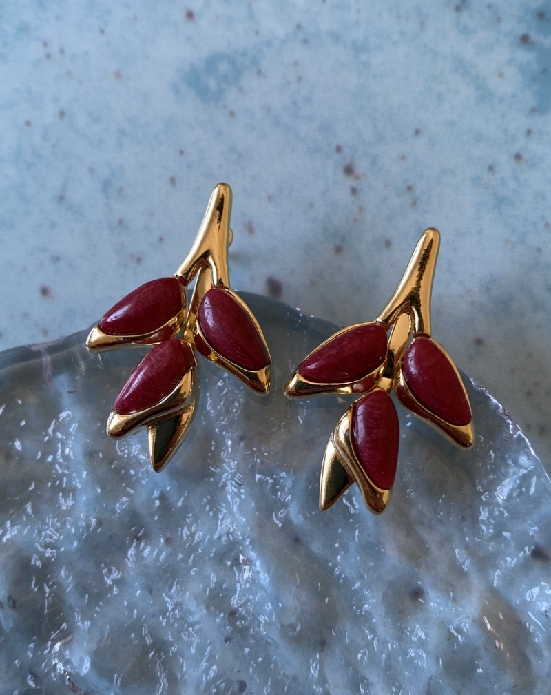 Mikabe - Earring Ear Jacket Heliconia Red - MK1616