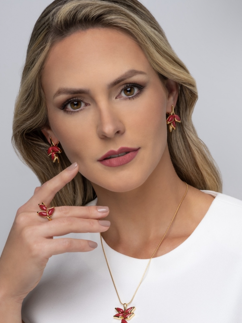 Mikabe - Earring Ear Jacket Heliconia Red - MK1616