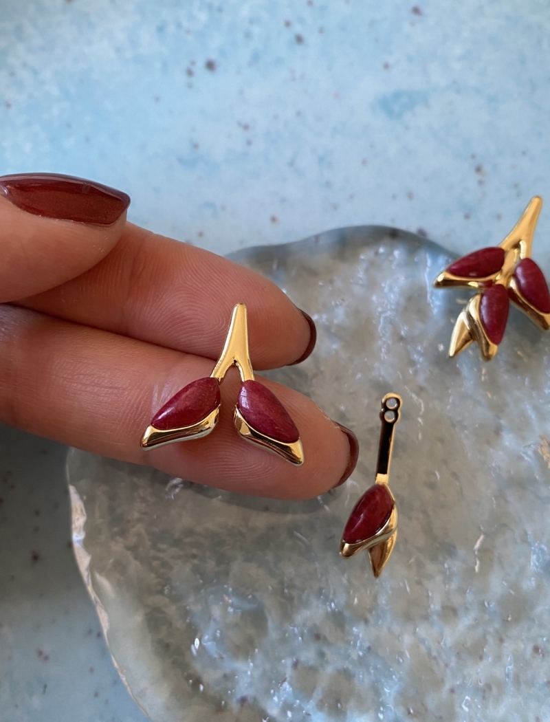 Mikabe - Earring Ear Jacket Heliconia Red - MK1616