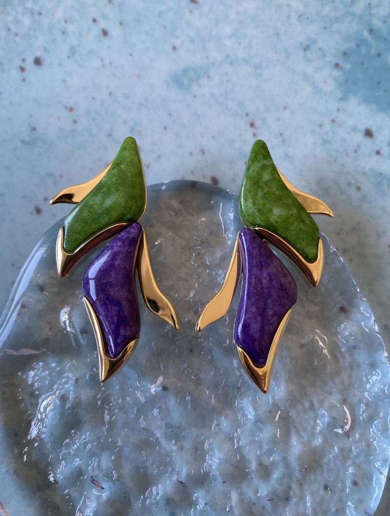 Mikabe - Earring Garden Green and Purple Feldspar - MK1617