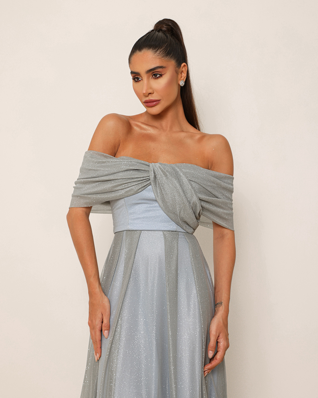 Dot Clothing - Dress Dot Clothing Gray Shoulder to Shoulder - 1885CINZA