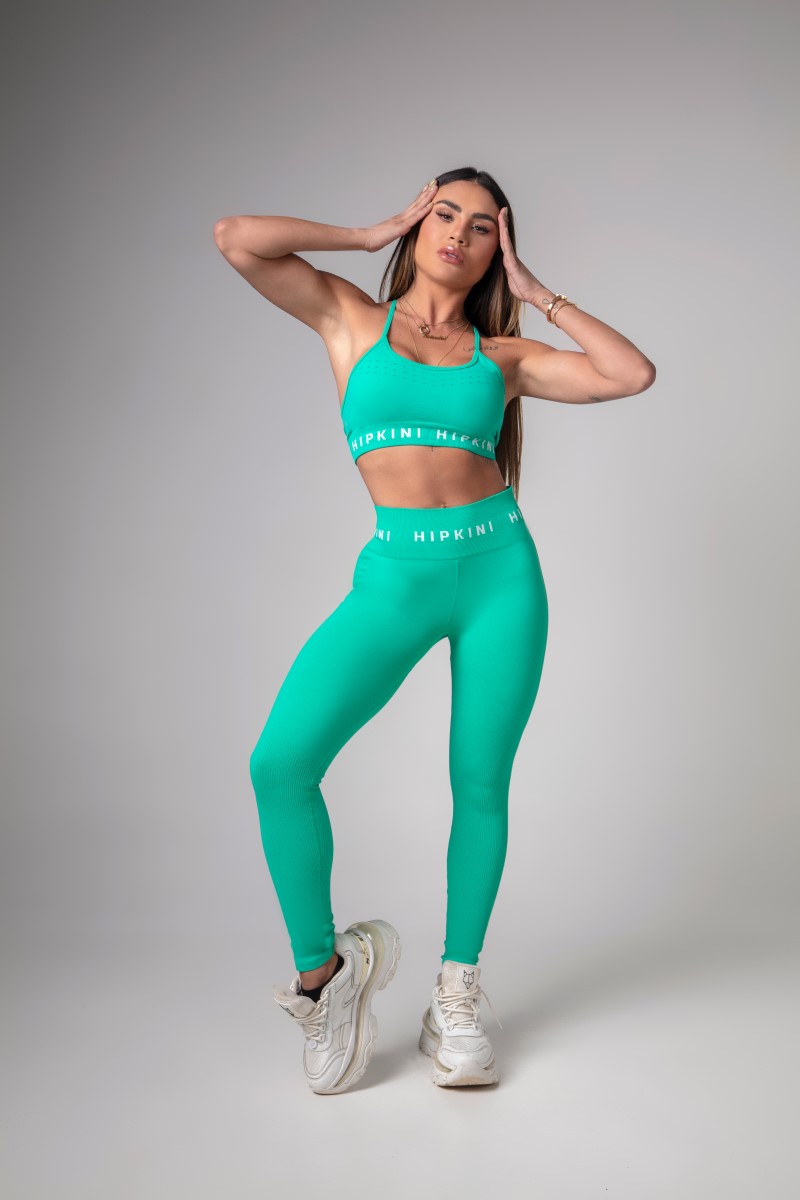 Hipkini - Top Activewear Seamless Verde com Recortes - 33330002