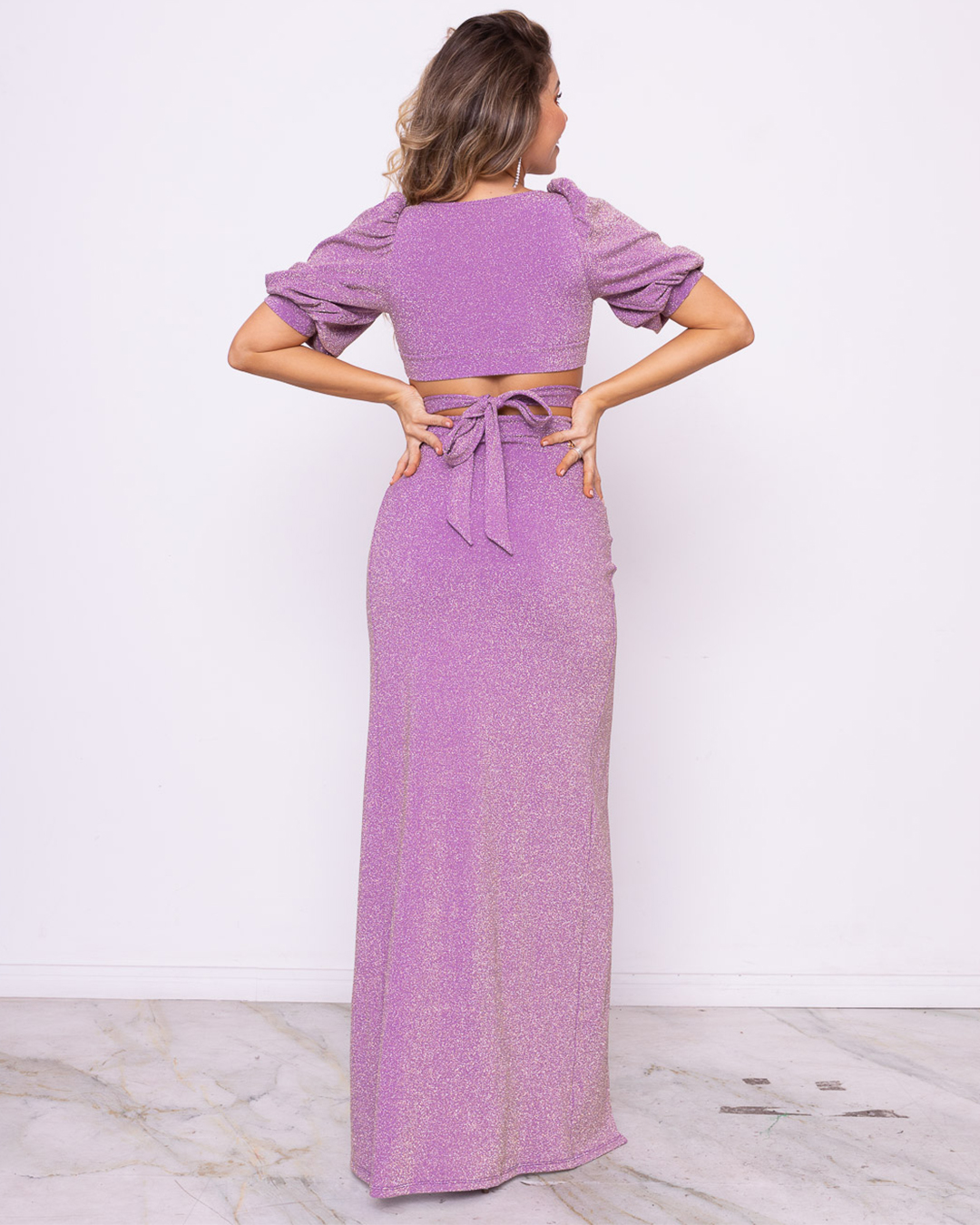 Miss Misses - Skirt Miss Misses Long with Slit Purple Lurex - 19024197