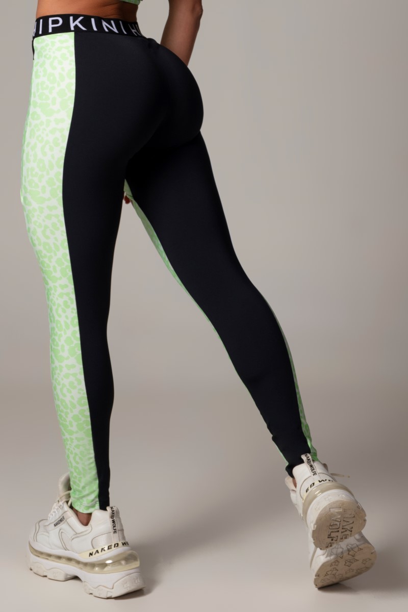 Hipkini - Legging Lately Animal Print Verde com Recortes - 33330054