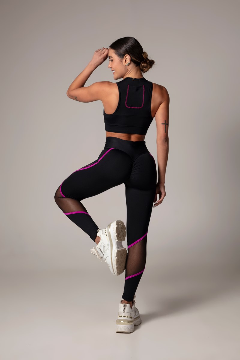 Hipkini - Legging Lately Preta Tela na Lateral - 33330045