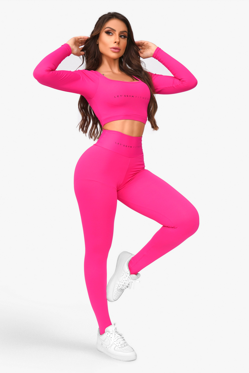 Lets Gym - Pink Basic Mini Leggings - 2031RP