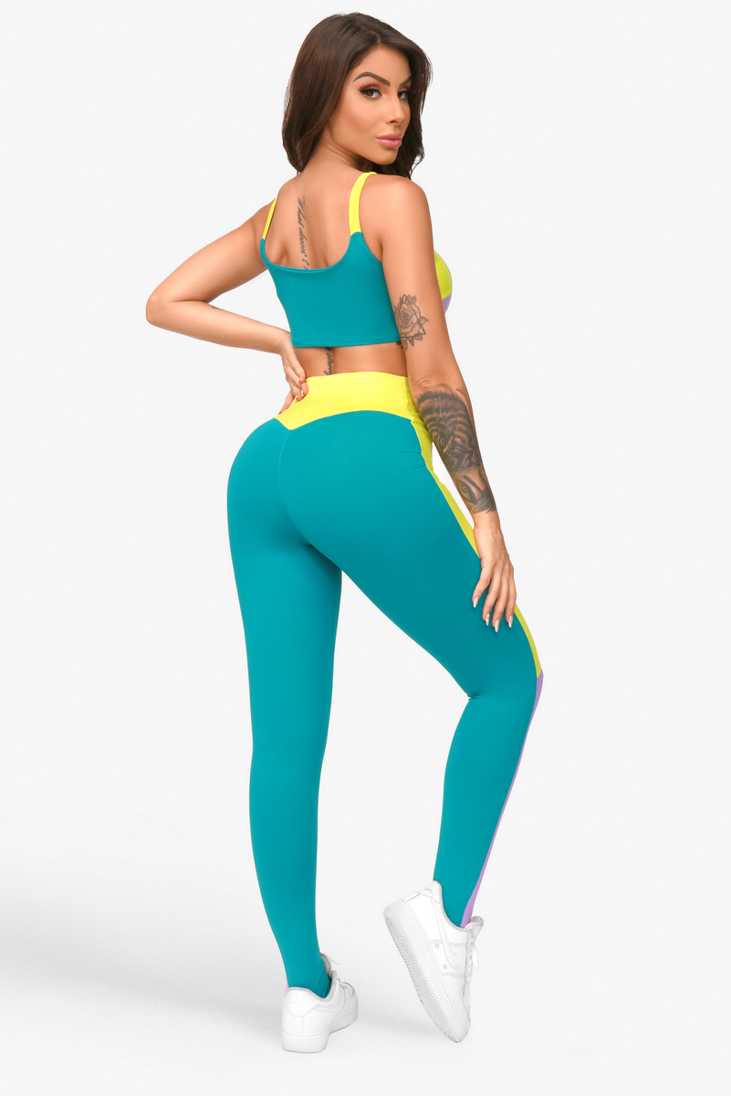 Lets Gym - Jade Green Rainbow Leggings - 2004JD