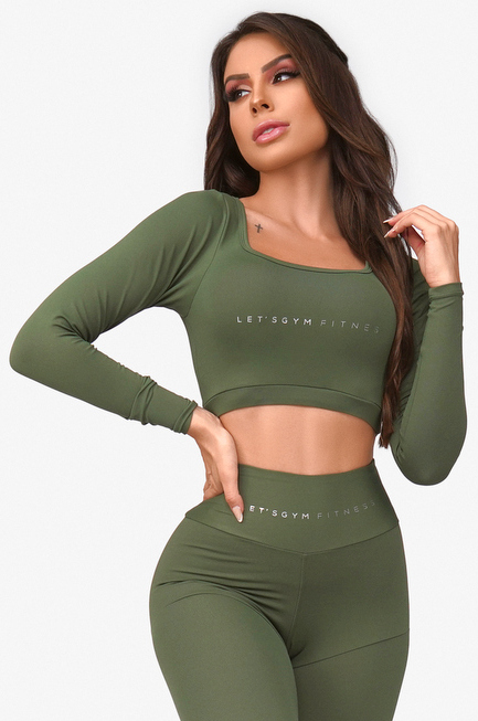 Lets Gym - Cropped Minimum Basic Green - 2030VD