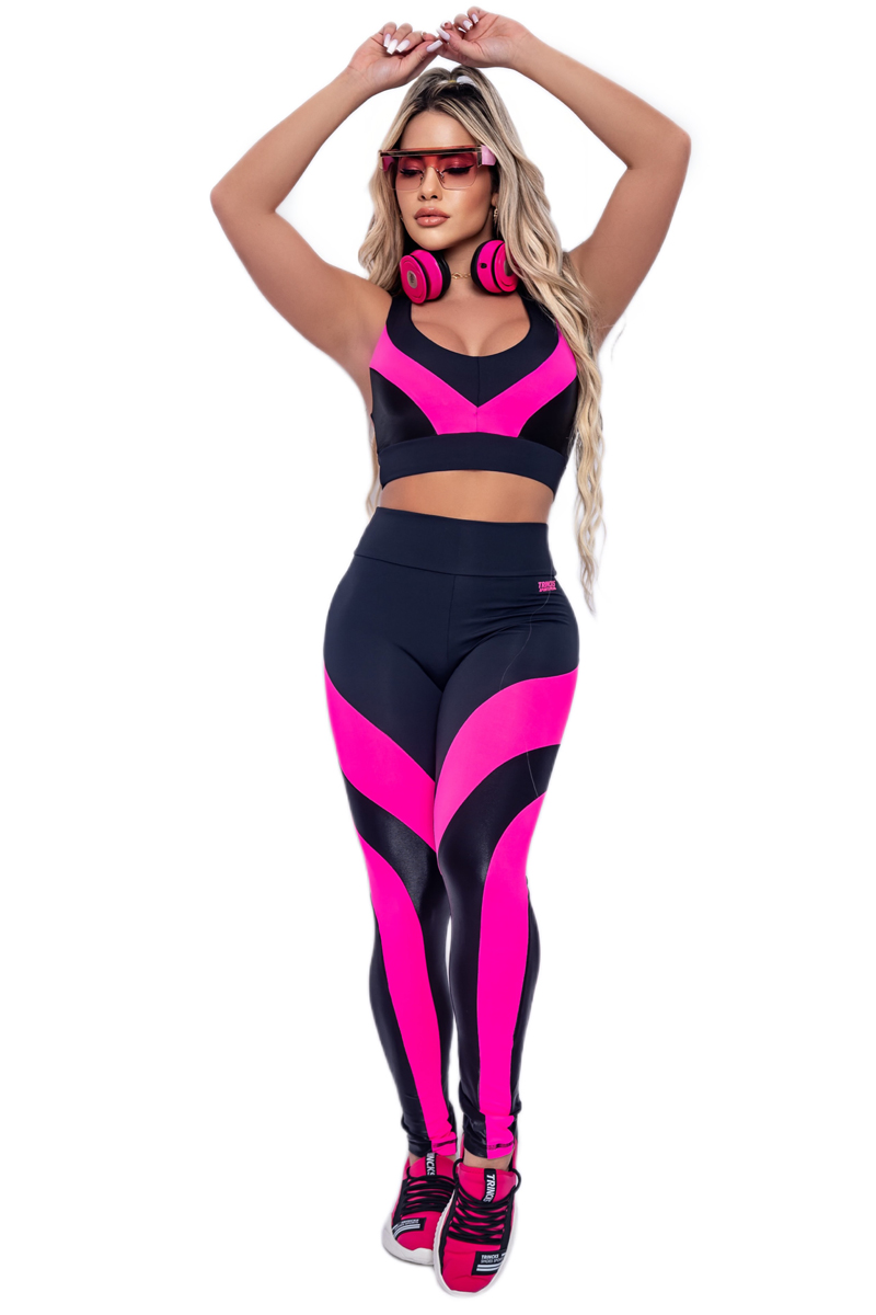 Trincks - Black and Pink Wave Leggings and Top Set - 