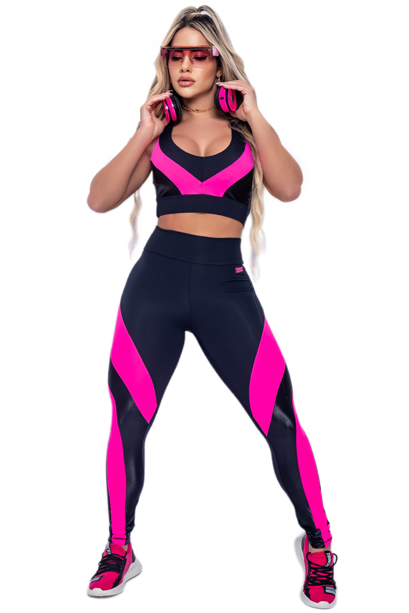 Trincks - Black and Pink Wave Leggings and Top Set - 