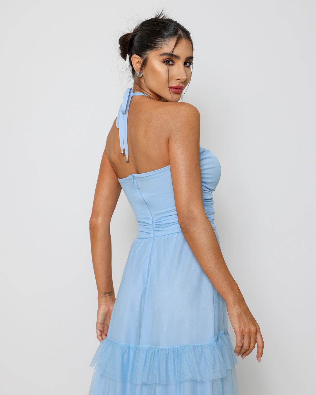 Dot Clothing - Dress Dot Clothing Long in tulle and Blue Straps - 1809AZUL