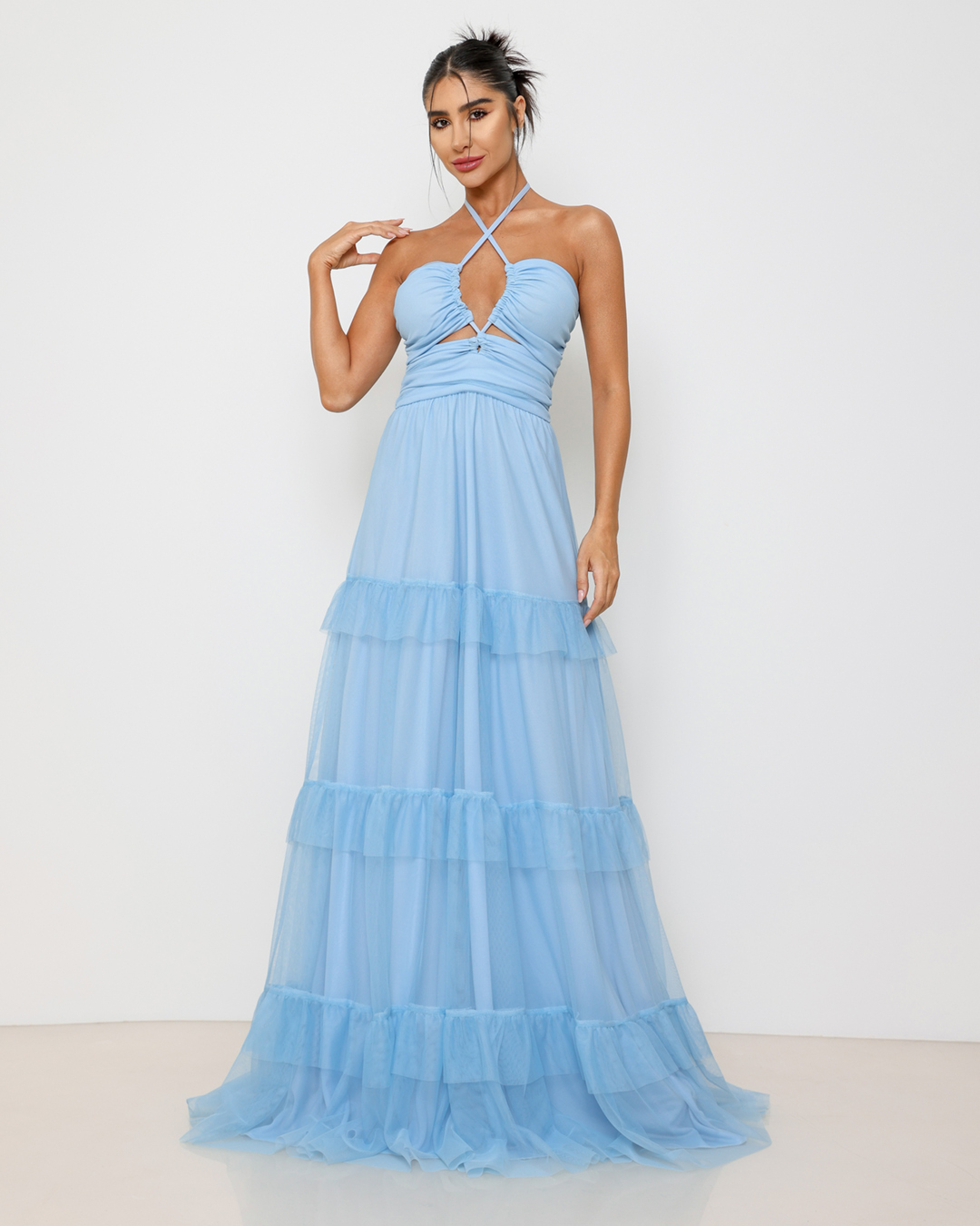 Dot Clothing - Dress Dot Clothing Long in tulle and Blue Straps - 1809AZUL