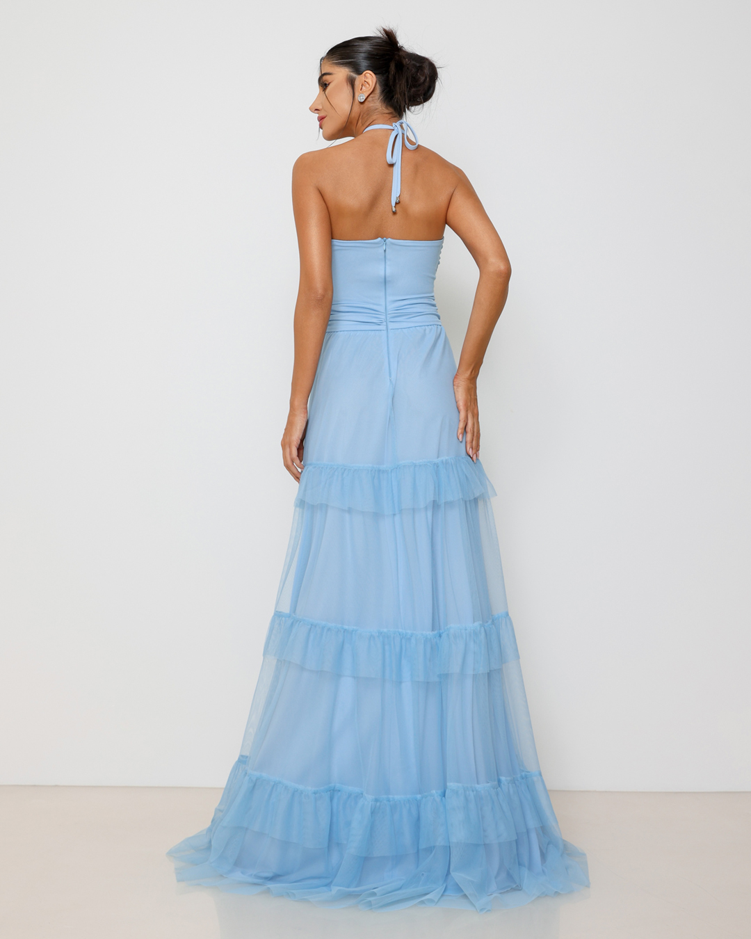 Dot Clothing - Dress Dot Clothing Long in tulle and Blue Straps - 1809AZUL