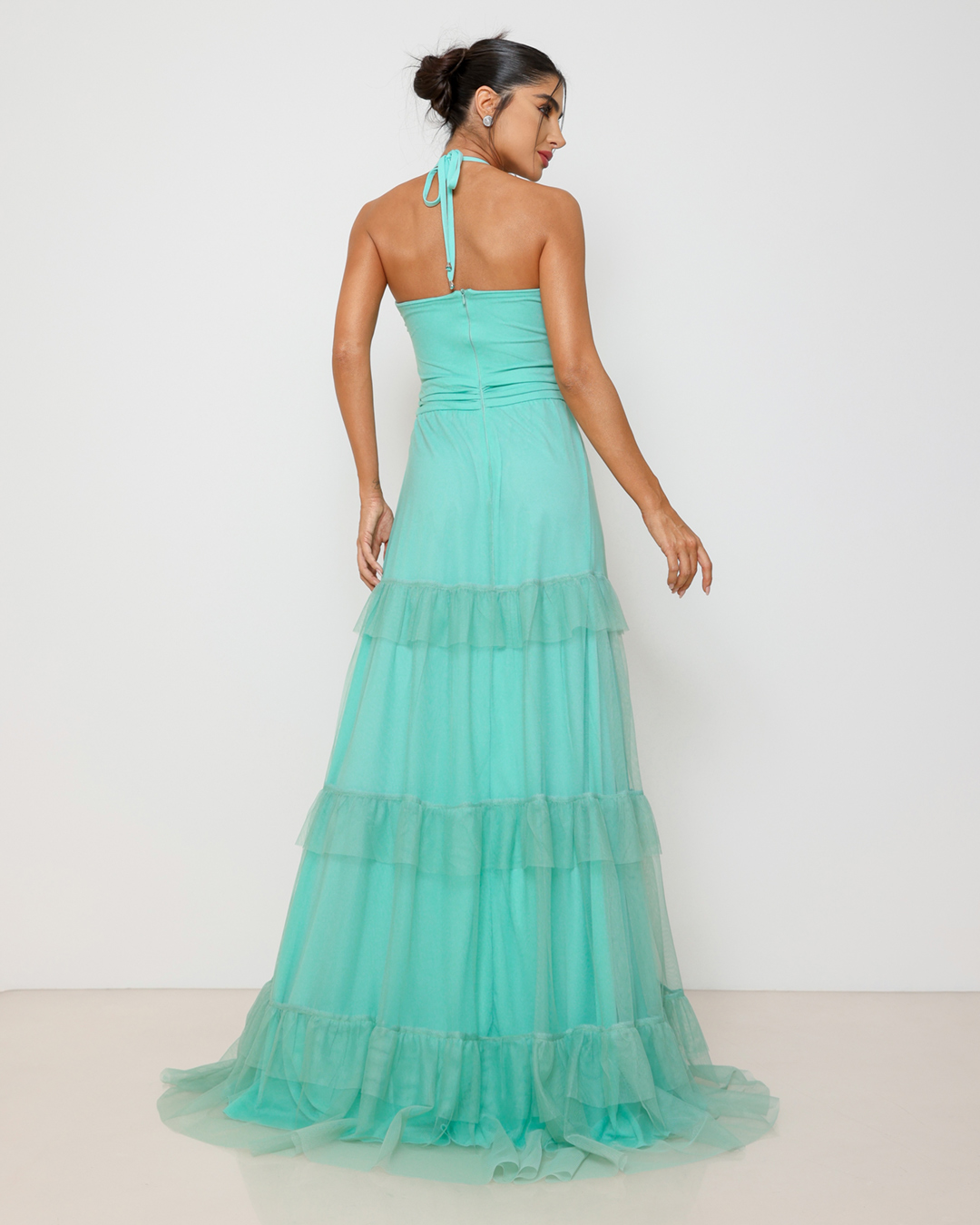 Dot Clothing - Dress Dot Clothing Long in tulle and Green Strips - 1809VERDE