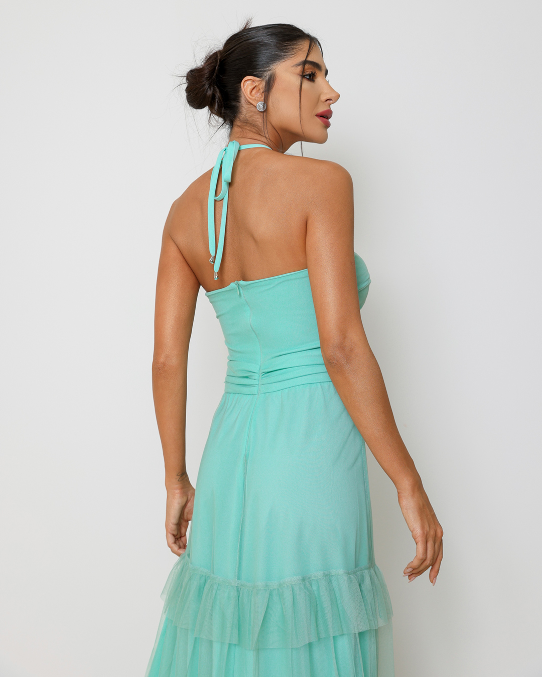 Dot Clothing - Dress Dot Clothing Long in tulle and Green Strips - 1809VERDE