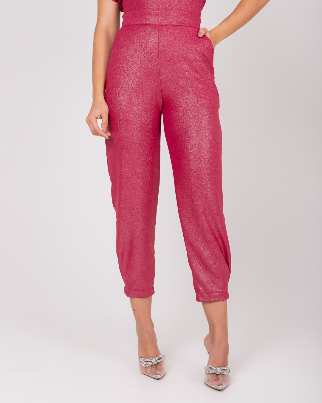 Miss Misses - Miss Misses Lurex Pocket Pants Fuchsia - D0002234