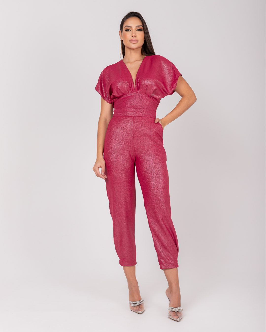 Miss Misses - Miss Misses Lurex Pocket Pants Fuchsia - D0002234