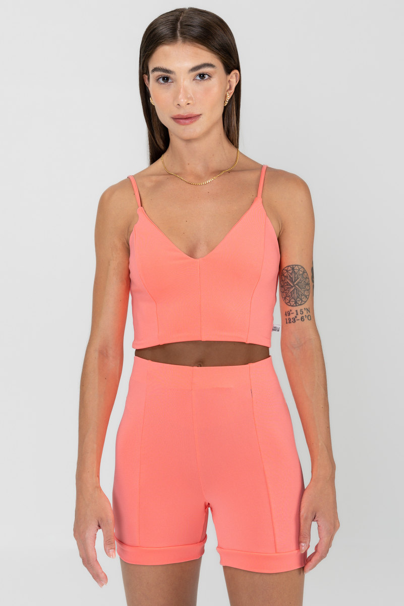 Labellamafia - Conjunto Top e Shorts Must Have Coral Labellamafia - 30536