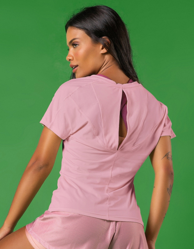 Vestem - Blusa Dry Fit Manga Curta Cream Rosa Callas - BMC663.V24.C0281