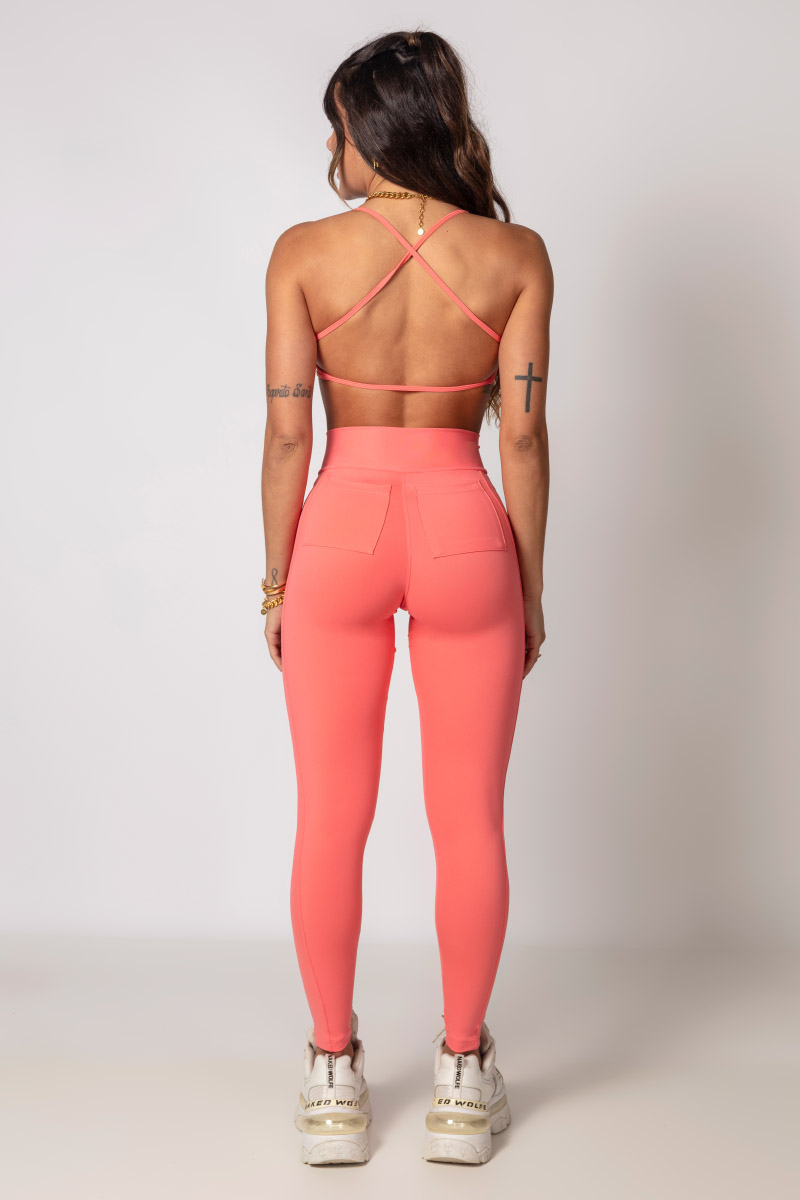 Hipkini - Legging Athletic Coral com Bolso - 33330133