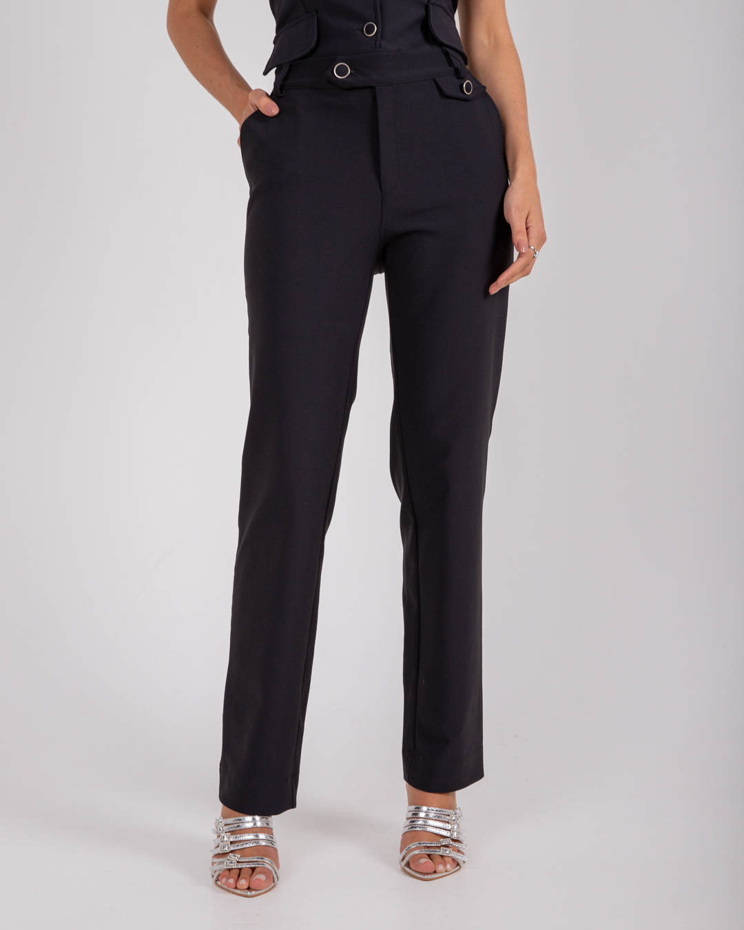 Miss Misses - Pants Miss Misses Detail Lapel Front Black - 54061001