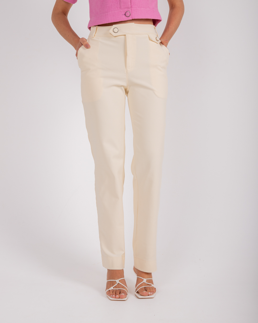 Miss Misses - Pants Miss Misses Detail Lapel Front Off White - 54061030