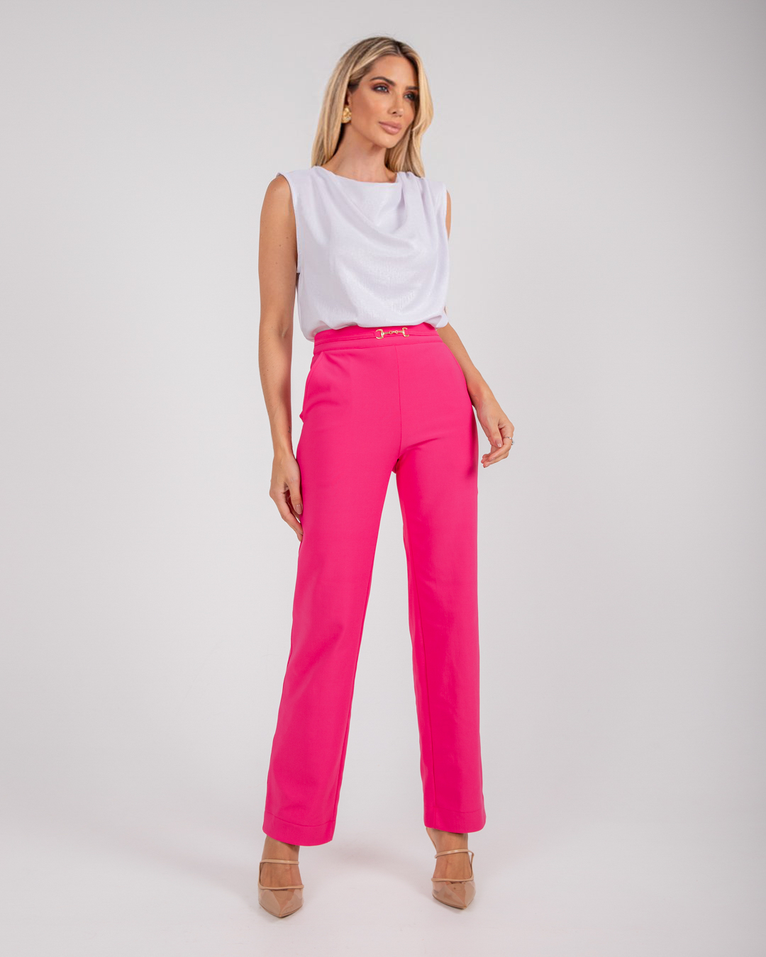 Miss Misses - Pants Miss Misses Detail Metal Front Pink - 54072054