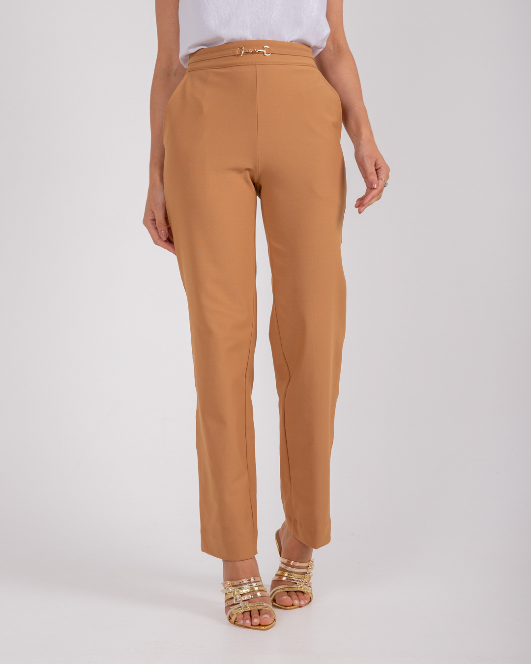 Miss Misses - Pants Miss Misses Detail Metal Caramel Front - 54072134