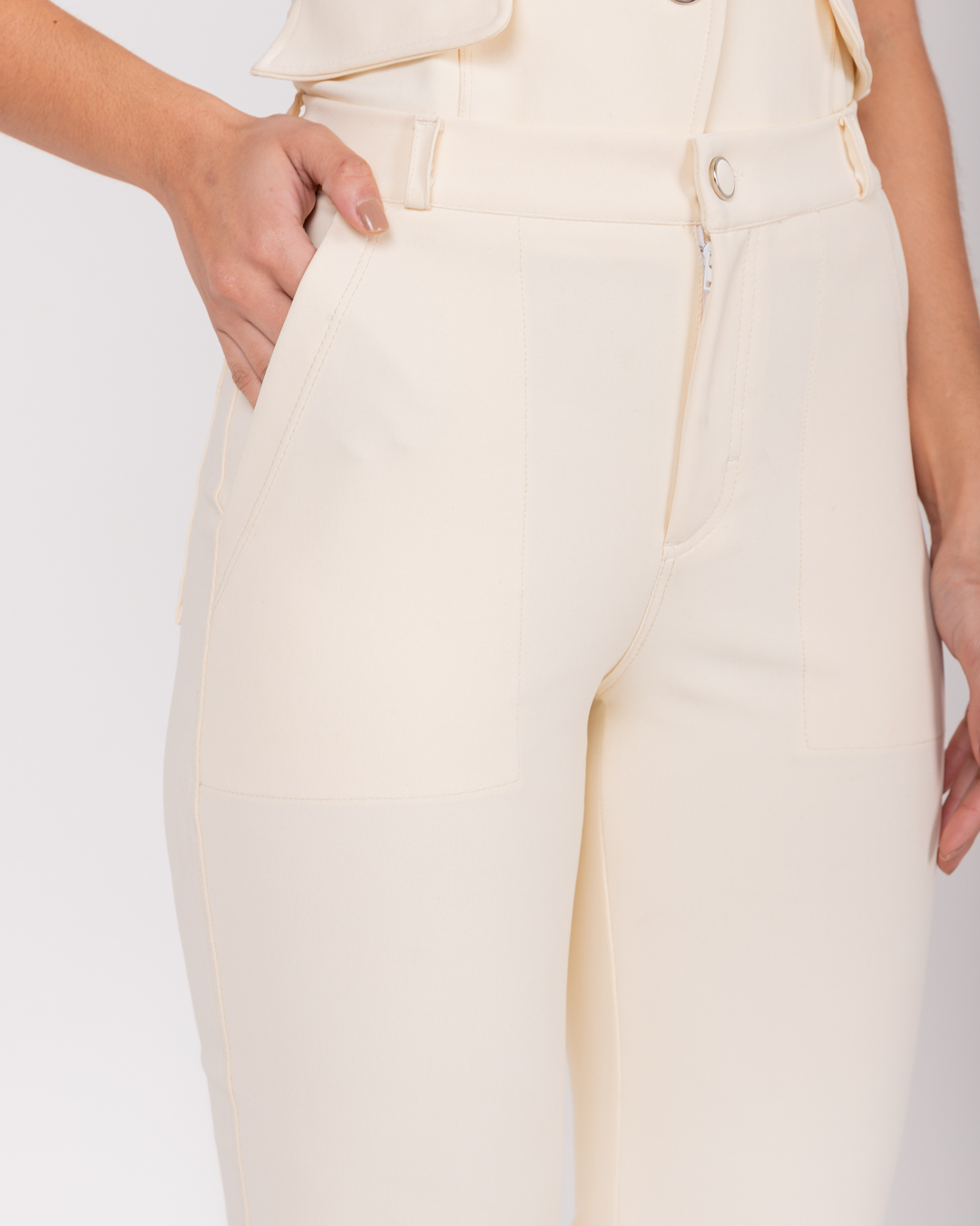 Miss Misses - Calça Miss Misses Alfaiataria Com Bolsos Off White - 54068030