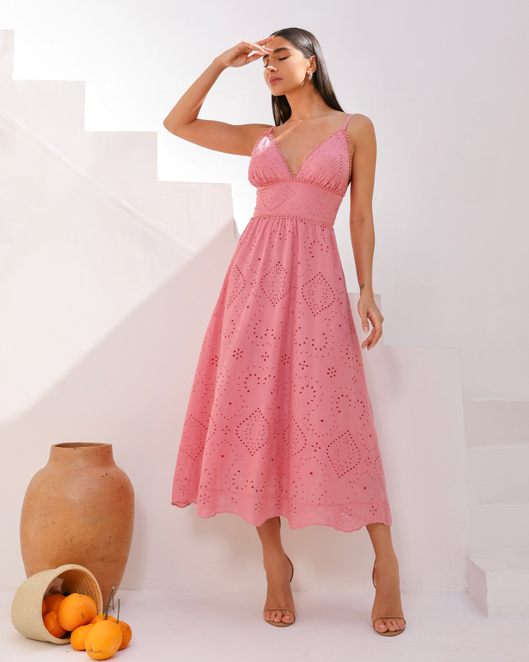 Dot Clothing - Vestido Dot Clothing Midi Laise Pink - 1894ROSA