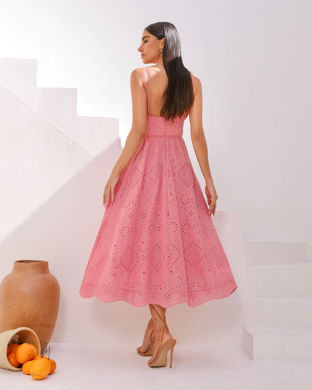 Dot Clothing - Vestido Dot Clothing Midi Laise Pink - 1894ROSA