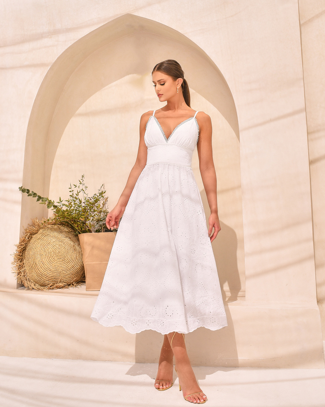 Dot Clothing - Vestido Dot Clothing Midi Laise Branco - 1894BRANCO