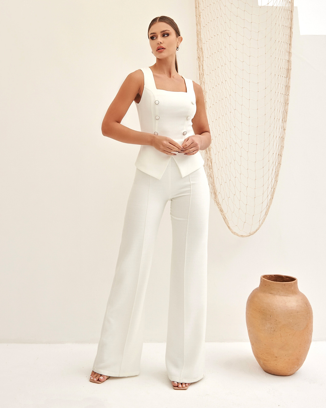 Dot Clothing - Macacão Dot Clothing Pantalona Offwhite - 2033OFF