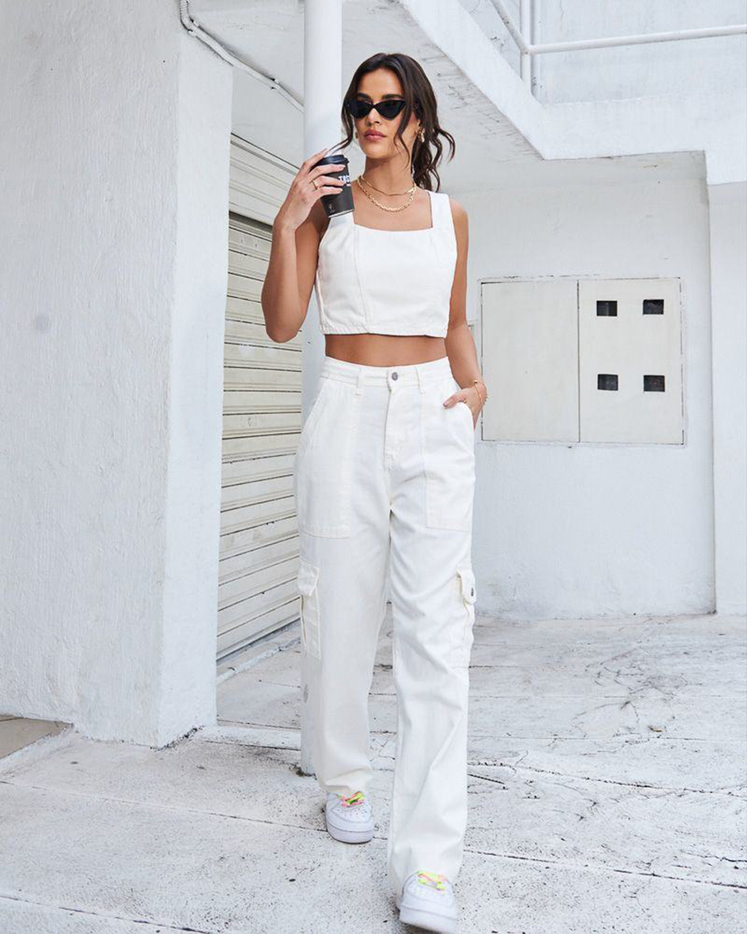 Alcance Jeans - Cropped Reach Lastex Side Offwhite Jeans - 056910OFF