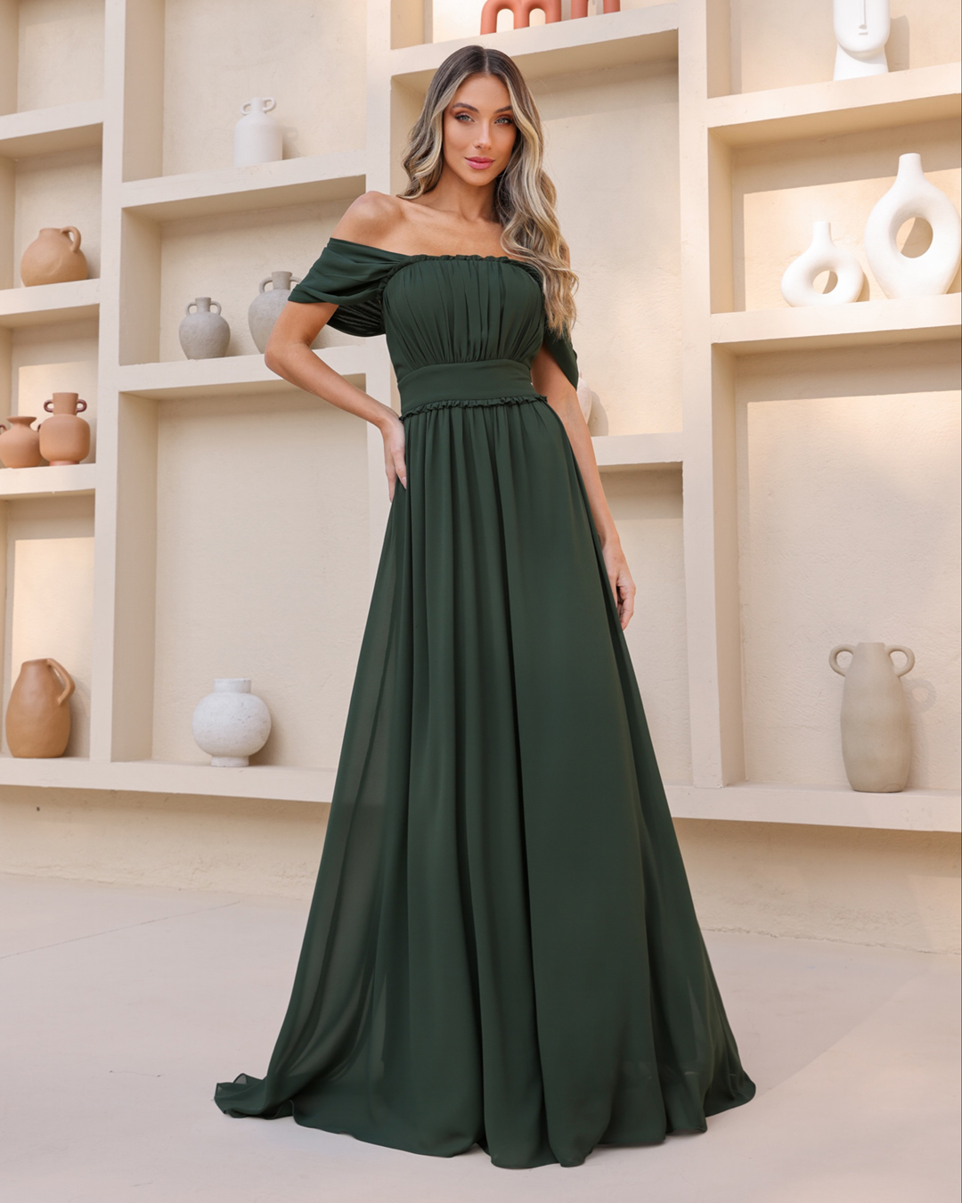 Dot Clothing - Vestido Dot Clothing Ombro a Ombro Verde - 2044VERDE