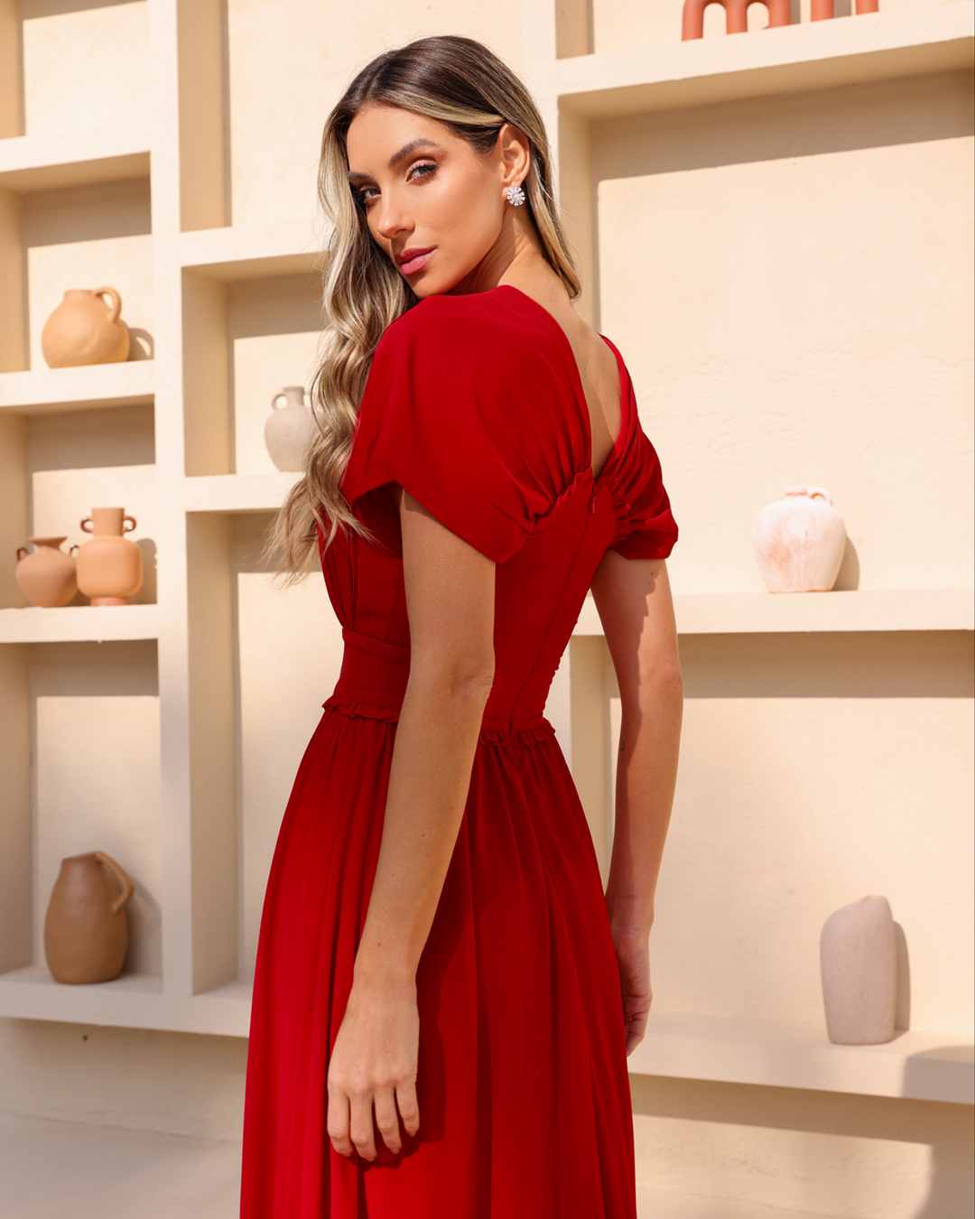 Dot Clothing - Vestido Dot Clothing Ombro a Ombro Vermelho - 2044VERM