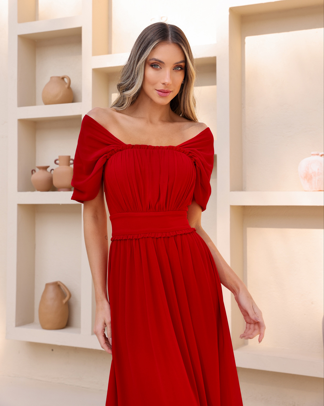 Dot Clothing - Dress Dot Clothing Shoulder to Shoulder Red - 2044VERM