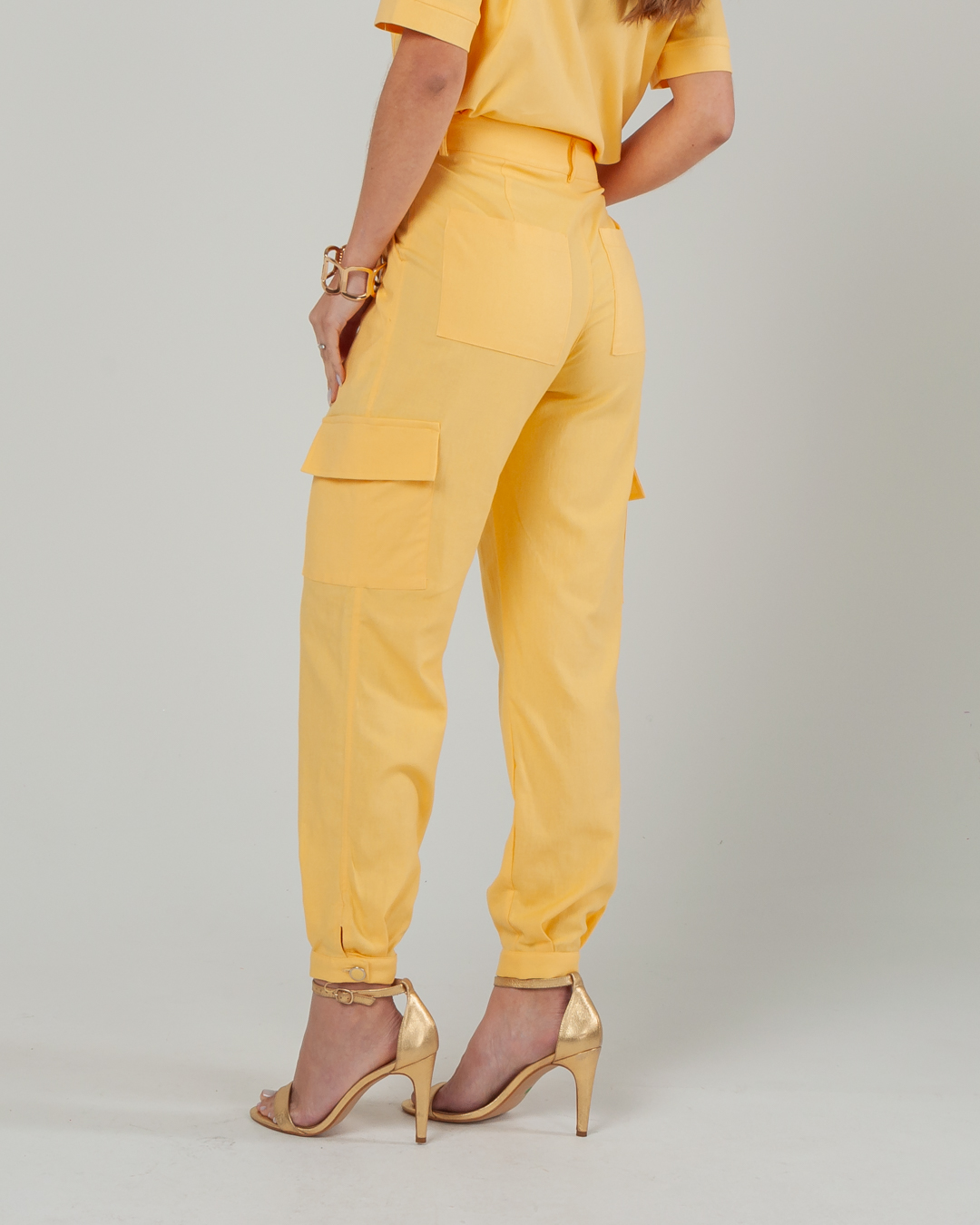 Miss Misses - Calça Miss Misses Com Bolsos Nas Laterais Amarelo - 54080003