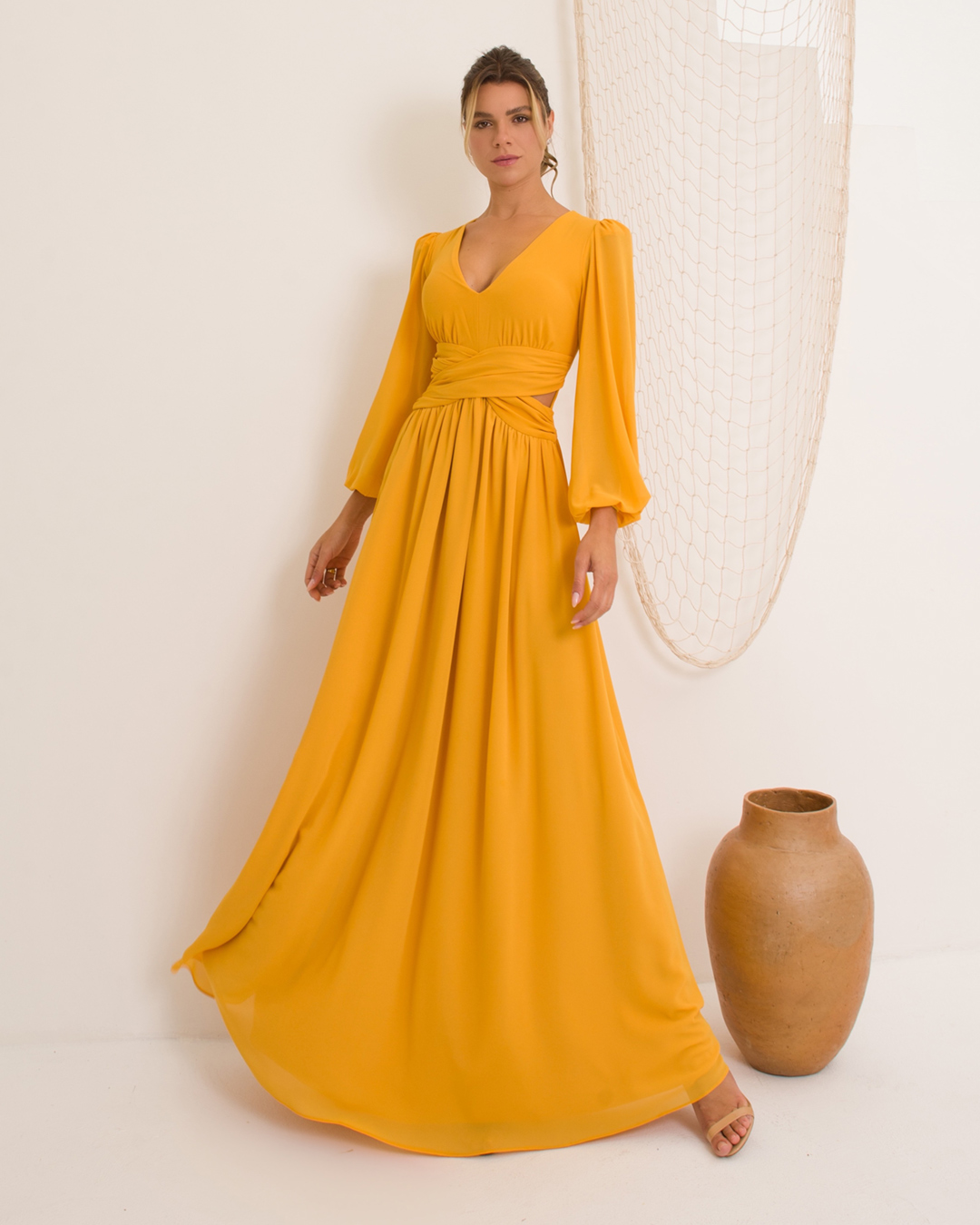 Dot Clothing - Dress Dot Clothing Long Long Sleeve Yellow - 2017AMARELO