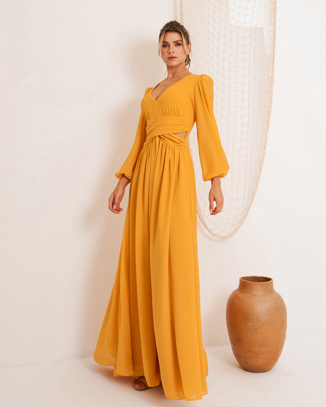 Dot Clothing - Dress Dot Clothing Long Long Sleeve Yellow - 2017AMARELO