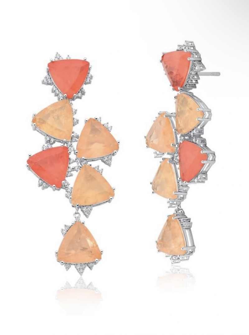 Mikabe - Earring Pendulum Crystals Tangerine Fusion Festa - MK1631