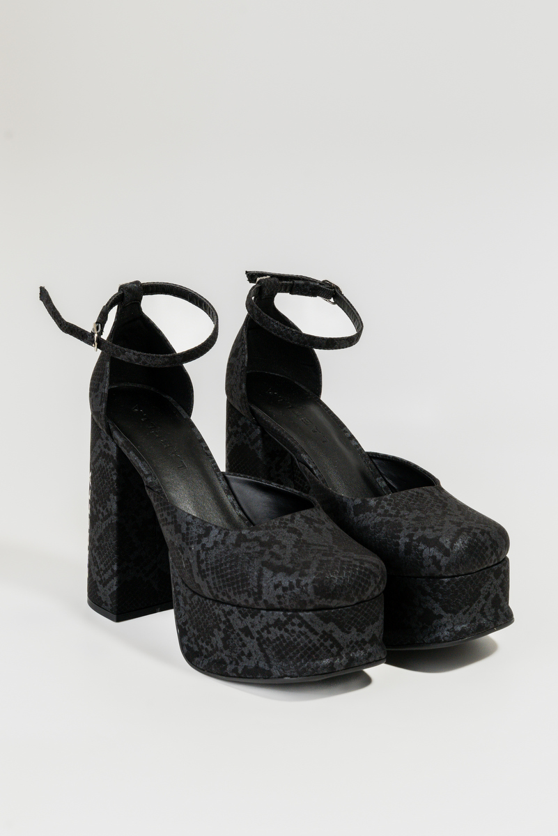 Labellamafia - Heels Labellamafia Suede Snake Black - 30644