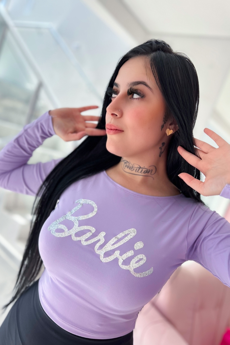 MADAME HARDCORE - LOJA VIRTUAL - CROPPED MANGA LONGA LILAS BARBIE - MH- - 